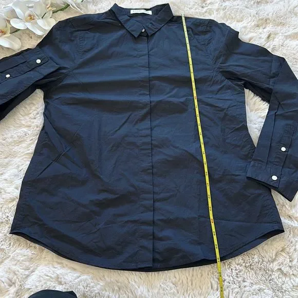 Everlane NWOT Poplin Long Sleeve Button Down Shirt Black Size L - Picture 5 of 8